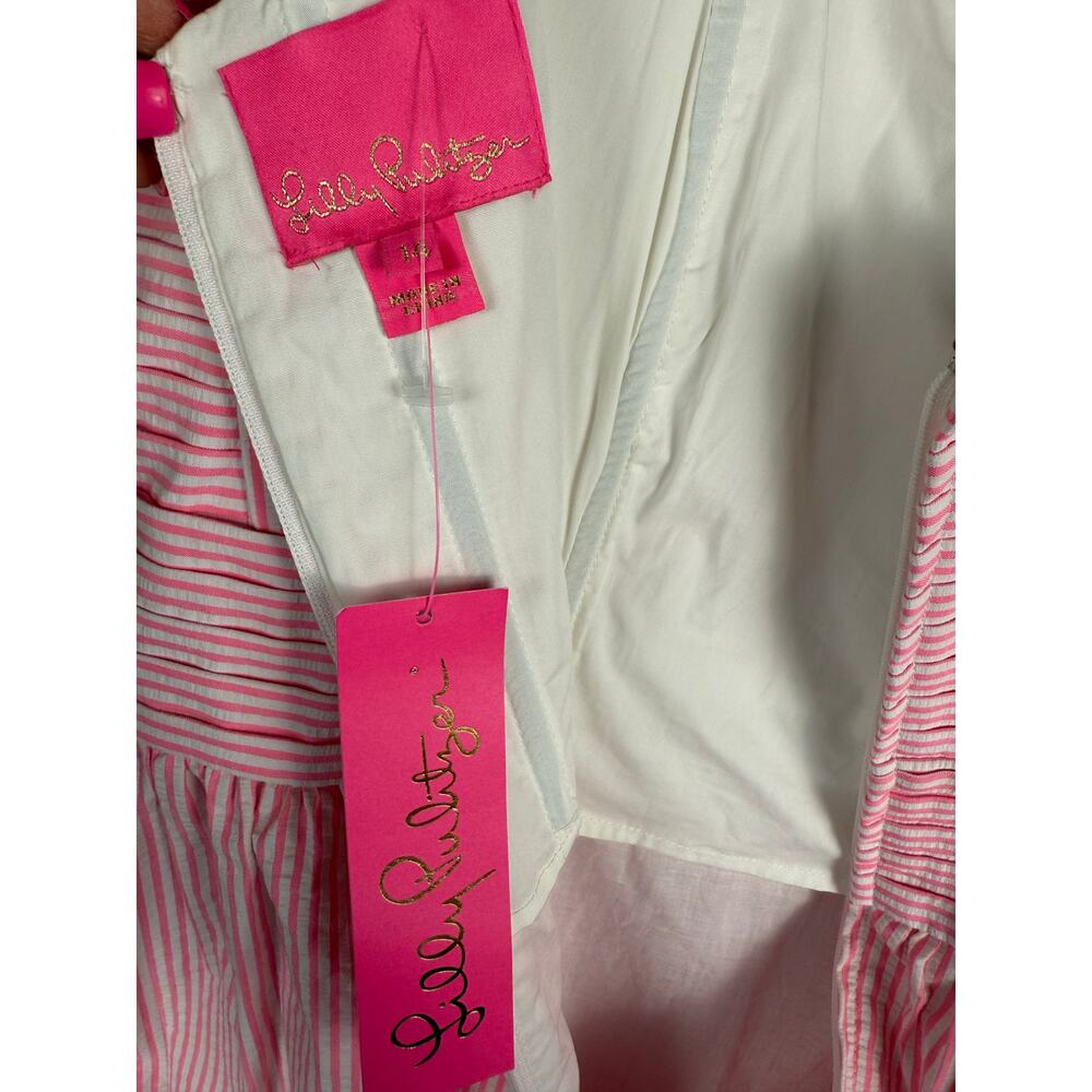 Lilly Pulitzer Plus Addison Dress in Pink Tropics Seersucker Fit & Flare Size 14 - Picture 9 of 13